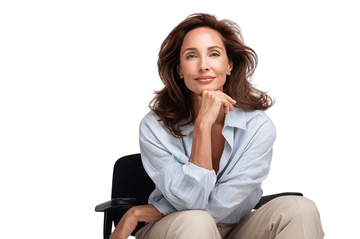 Confident mature woman smiling.