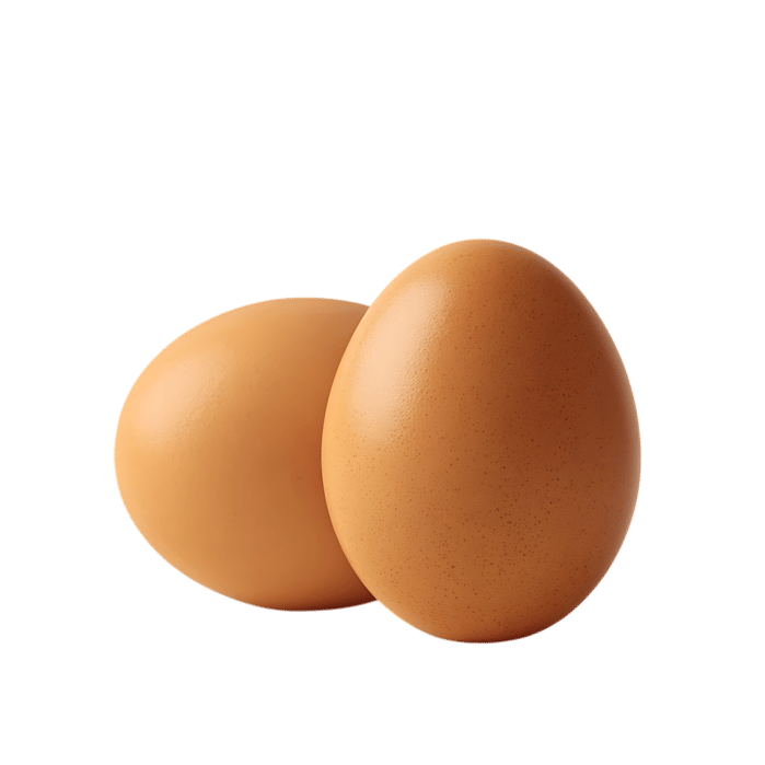 Two brown eggs, close-up view.