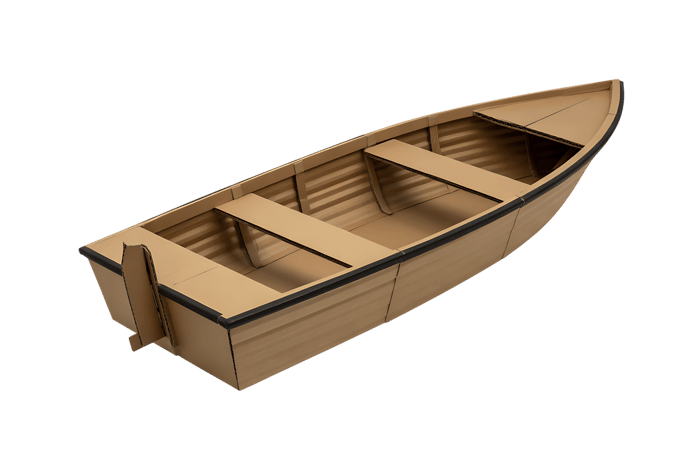 Cardboard boat with seats for crafts and recycling projects