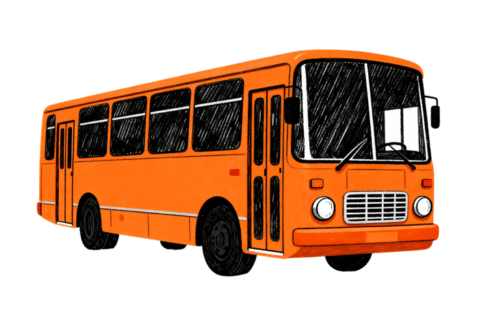 Orange city bus illustration for transportation and urban designs455