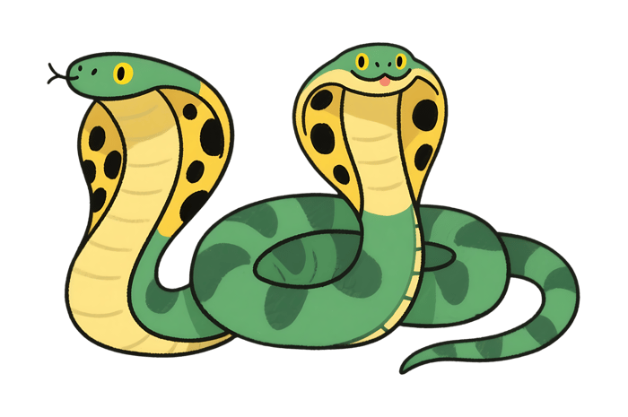 Cartoon illustration of two cobras
