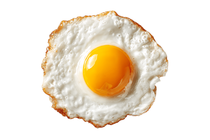 Close up of a perfectly fried egg.