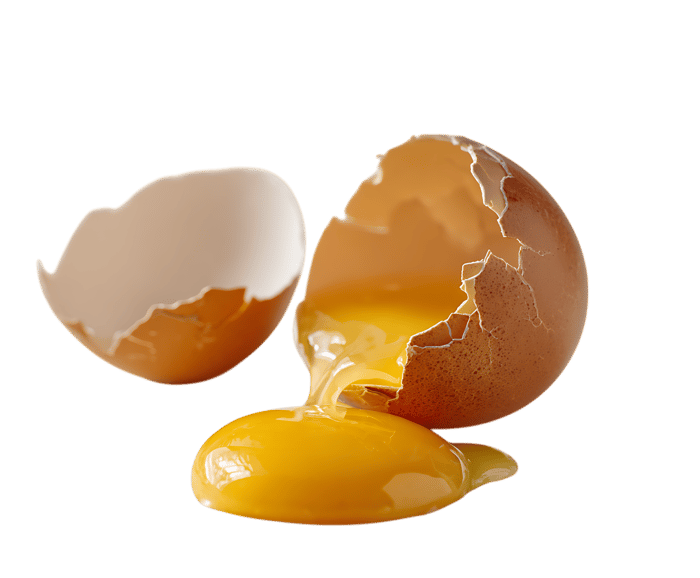 Broken egg yolk spilling out