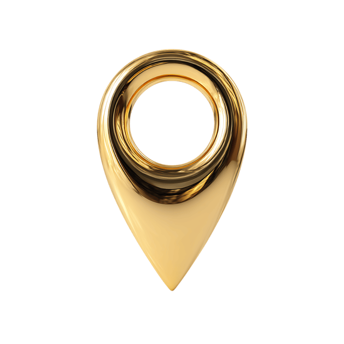 3D Golden Location Pin Icon for GPS, Navigation, Travel, Maps