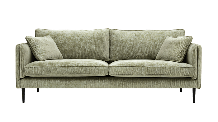 Elegant sage green sofa with plush cushions407