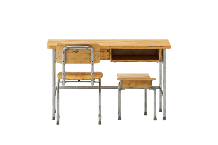 Wooden school desk and chair set