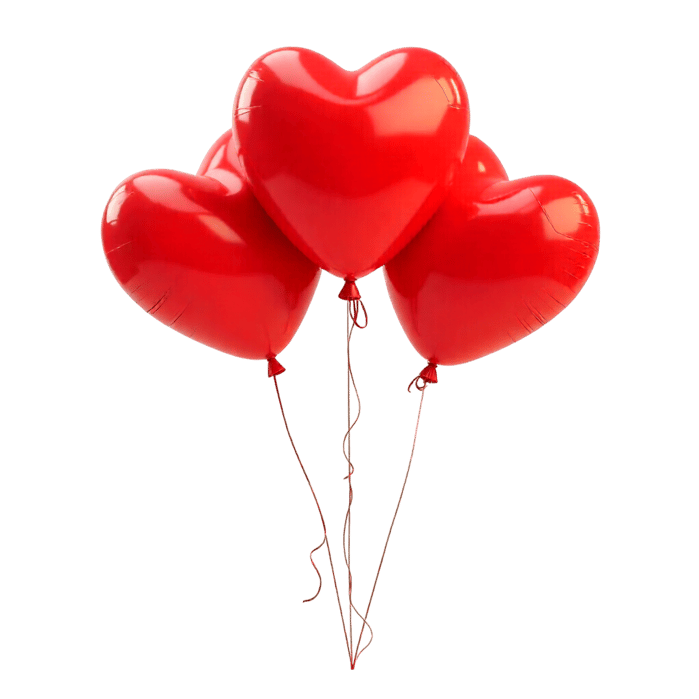 Red heart shaped balloons for valentines day or romance