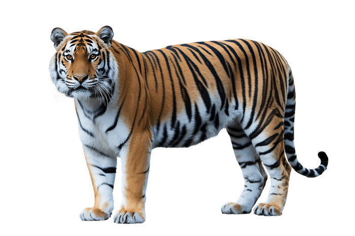Striking tiger portrait on transparent background