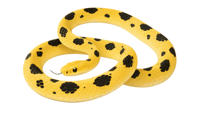 Yellow spotted snake coiled and ready
