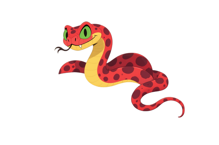 Cartoon red snake with spots illustration