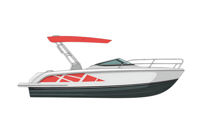 Illustration of a modern motorboat for recreation and fishing