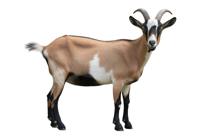 Goat with horns isolated on transparent background