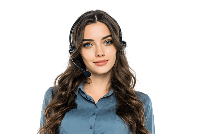 Portrait of a female customer service representative wearing a headset.