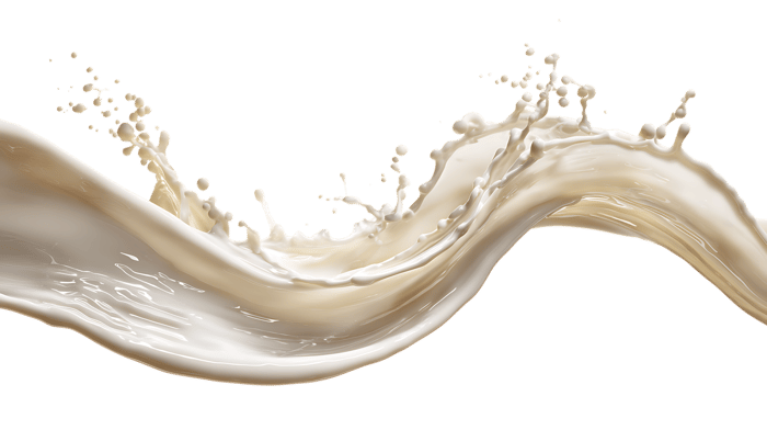 Creamy liquid splash on black background.