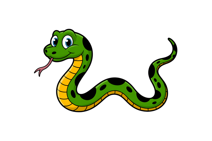 Cartoon illustration of a green spotted snake