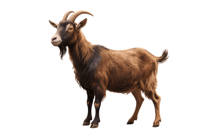 Illustration of a brown goat with horns