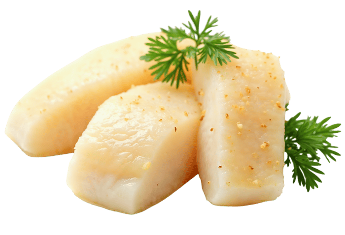 Delicious seasoned cod fillets ready to cook.