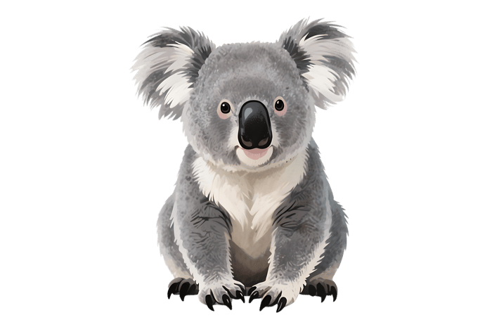 Adorable koala bear illustration on transparent background