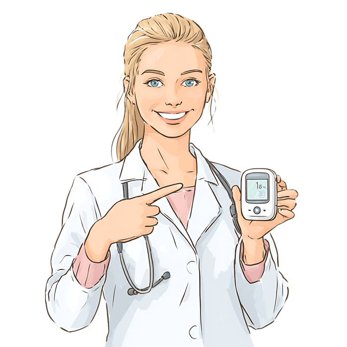 Smiling female doctor holding device