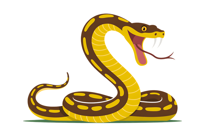 Cartoon snake with open mouth and tongue