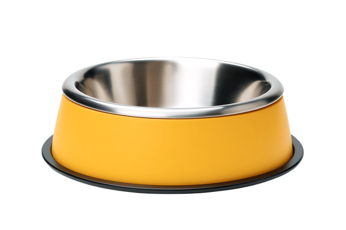 Yellow pet bowl with stainless steel insert