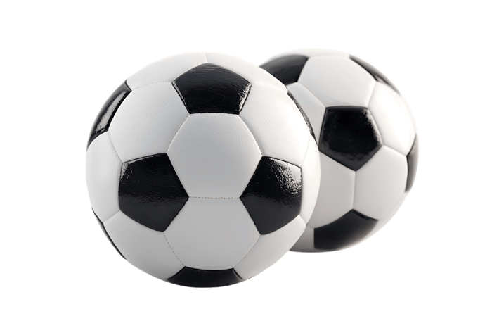 Classic black and white soccer balls, perfect for sports themes.