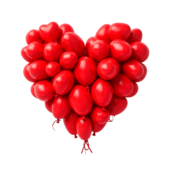 Red heart shaped balloons for valentine day png