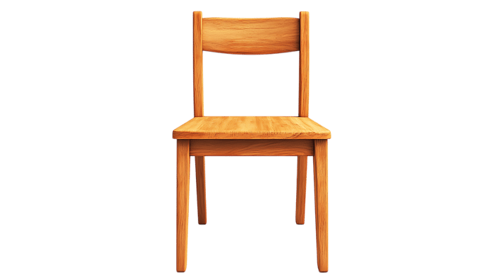 Simple wooden chair on black background