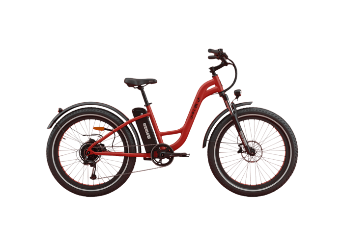 Red electric bike, modern urban transportation, ebike, bicycle