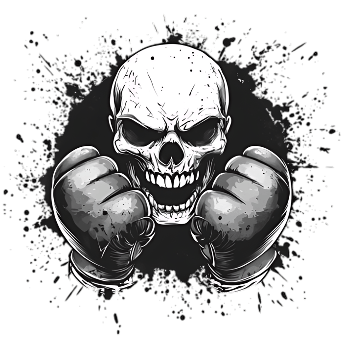 Skull with boxing gloves