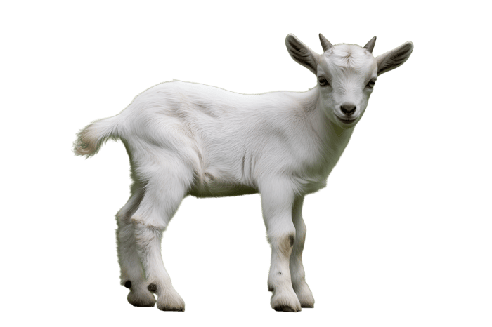 Cute white baby goat isolated