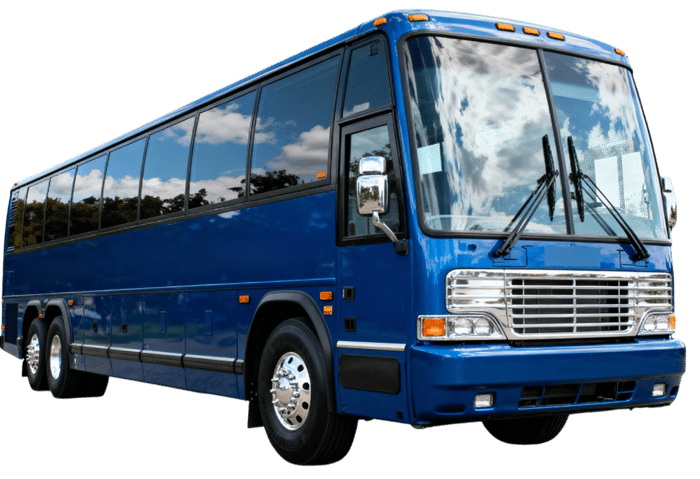 Blue passenger bus for travel and tourism