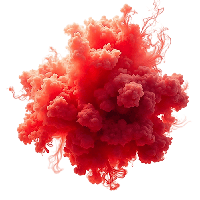 Explosion of red smoke cloud effect