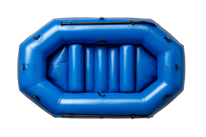 Blue inflatable raft isolated