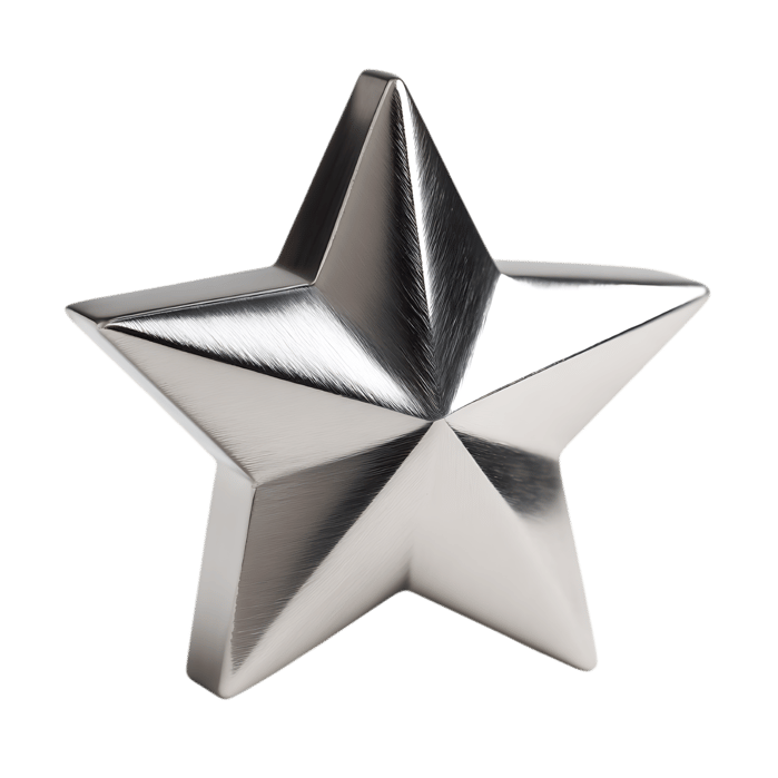 3D Silver Star. Achievement, quality, success, rating concept.