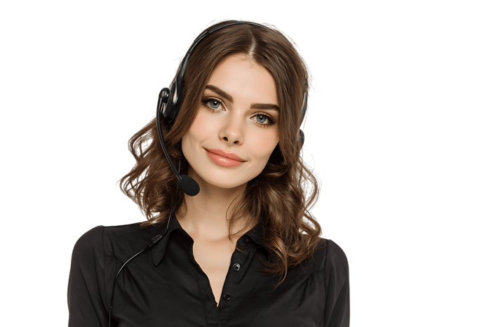 Portrait of a friendly female customer service representative wearing a headset743.