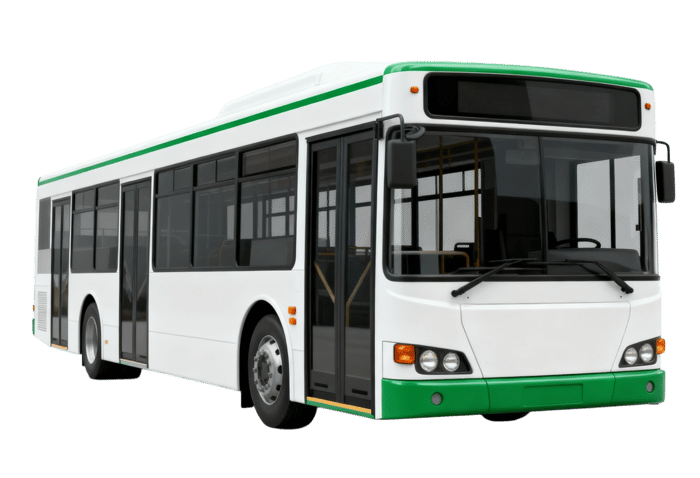 Modern white and green city bus for public transportation