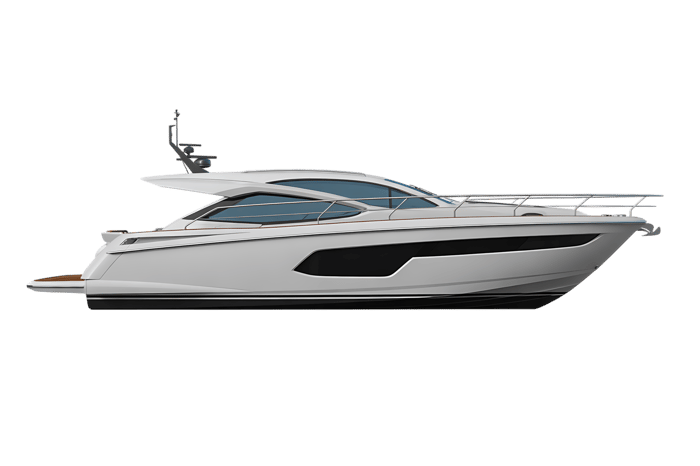 Modern white yacht on transparent background