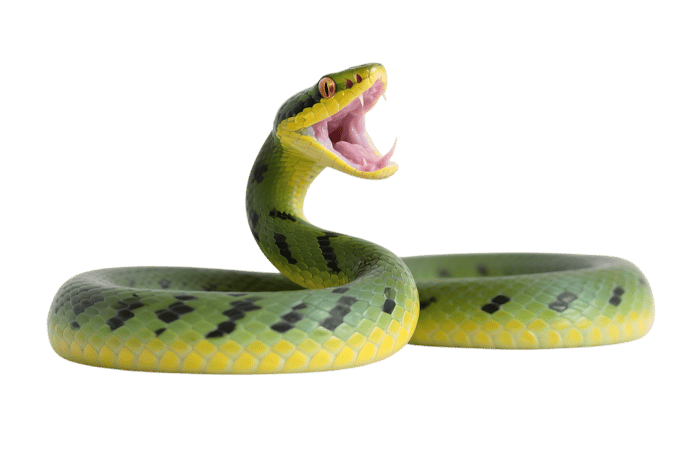 Green snake with open mouth859