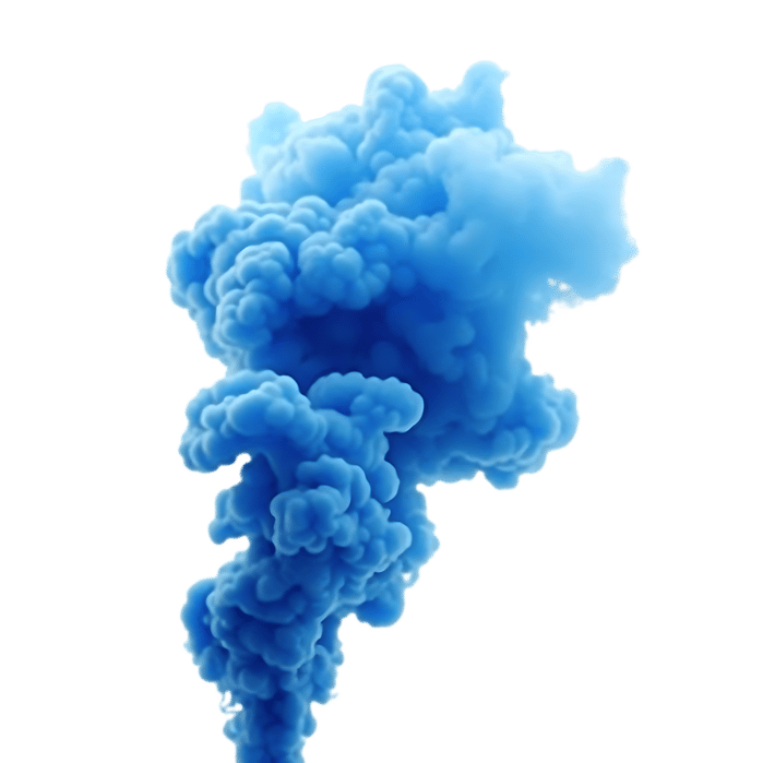 Blue smoke column on transparent background