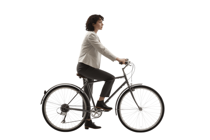 Woman in jacket riding a bicycle