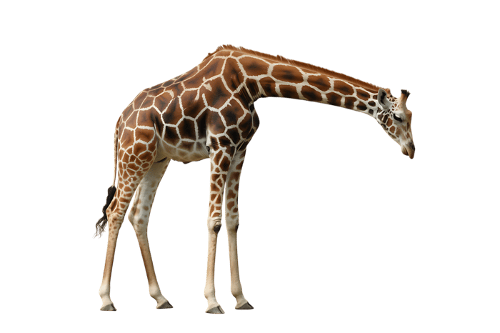 Giraffe with head down
