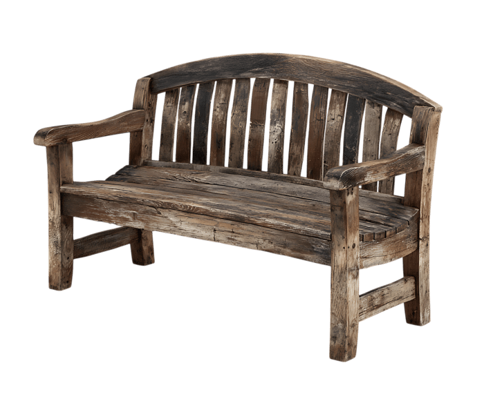 Rustic Wooden Bench, Weathered Charm