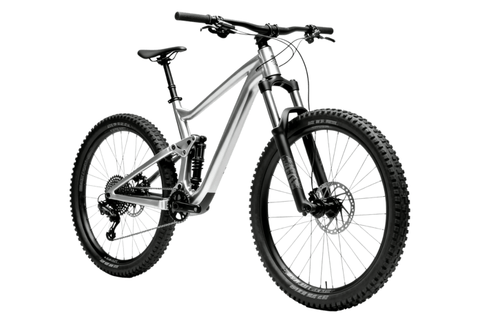 Silver full suspension mountain bike