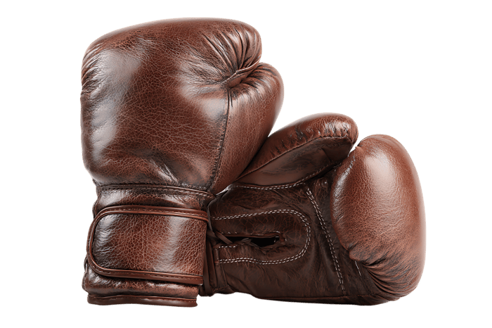 Pair of brown leather boxing gloves