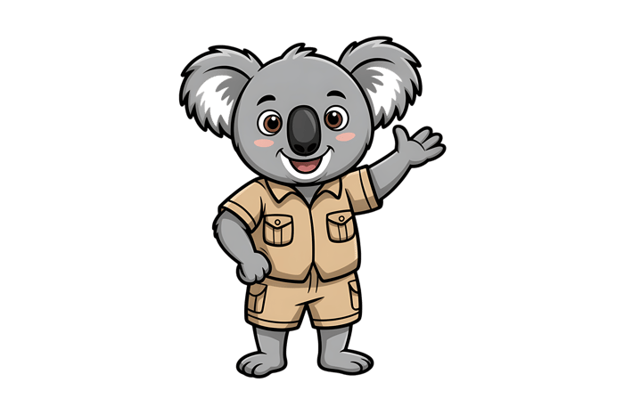 Cartoon koala waving hello