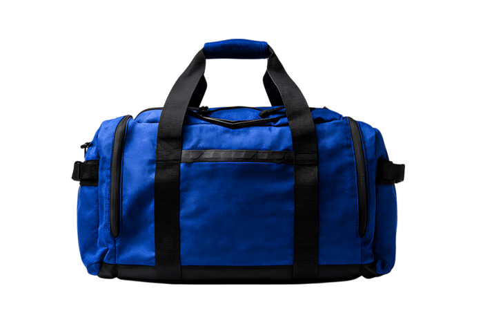 Stylish and durable blue duffel bag