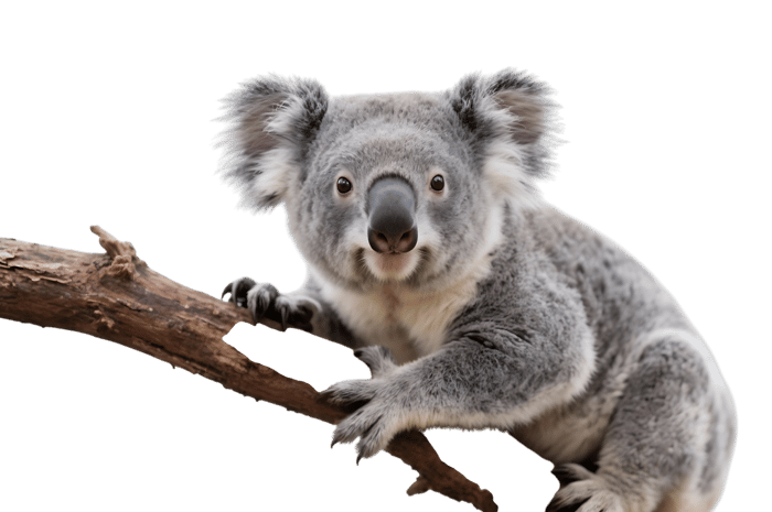 Koala on branch, native australian wildlife
