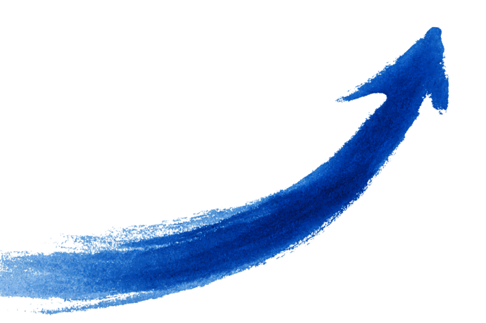 Abstract blue watercolor arrow pointing upward, symbolizing growth, progress, and success.