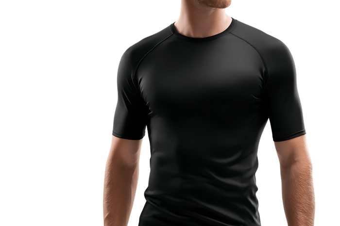 Man wearing a black compression shirt.